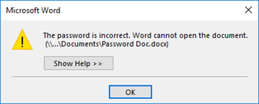 Incorrect password